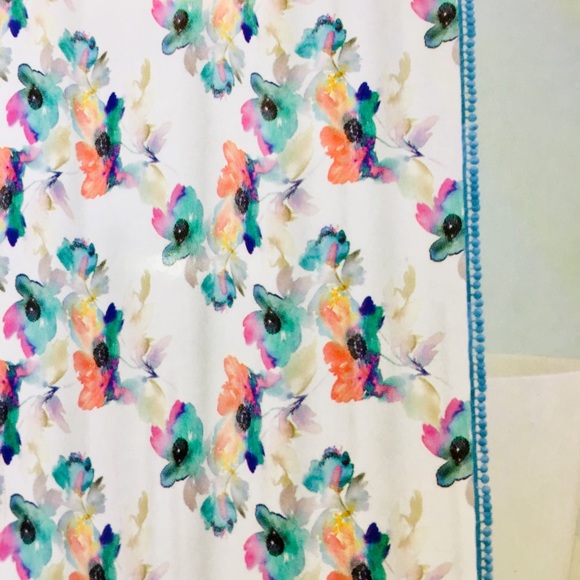 Amarylis Fabric Shower Curtain Pompom Watercolors - Picture 6 of 14